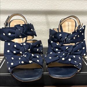Antonio Melani Navy and White Polka Dot Sandals
